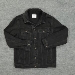 Old Navy Jacket Girls XXL 18 Black Wash Denim Trucker Button Front Jean Pockets